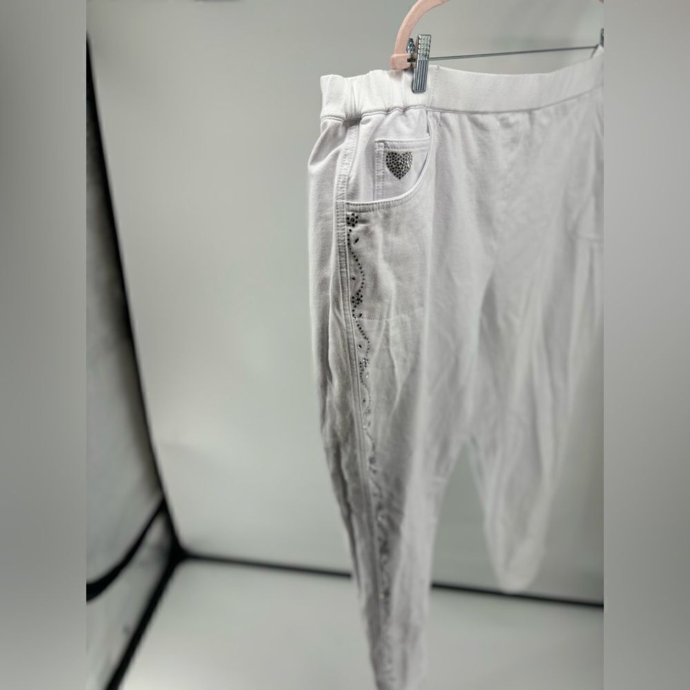 Quacker Factory Dream Jeannes White Embellished Pants Size 2X - Picture 5 of 16